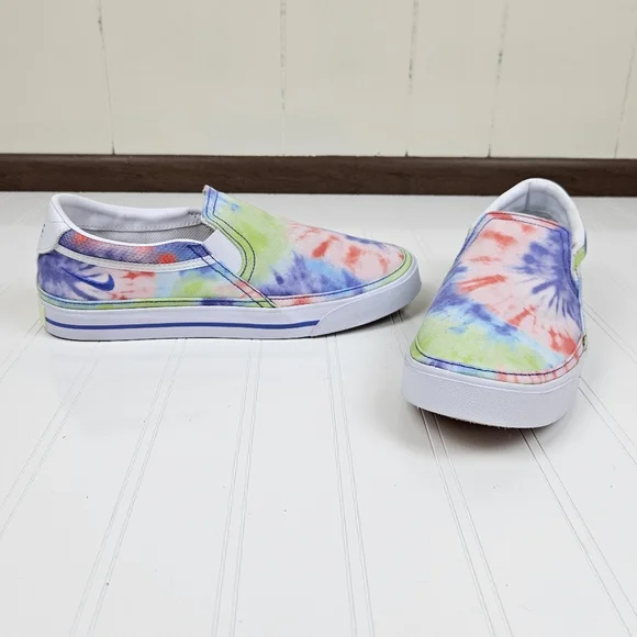 Nike Court Legacy Blue and White Tie Dye Slip On Sneakers NIKE COURT LEGACY SLIP-ON SNEAKERS TRAINERS MEN SHOES TIE  main image 4